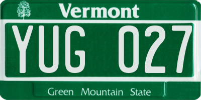 VT license plate YUG027