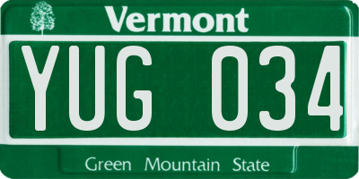 VT license plate YUG034