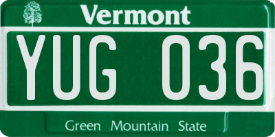 VT license plate YUG036