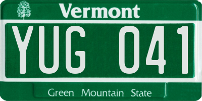 VT license plate YUG041