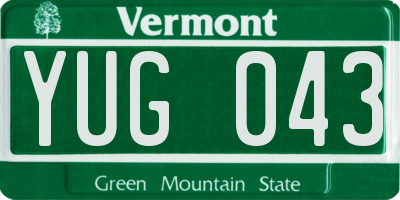 VT license plate YUG043