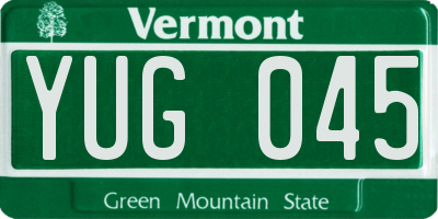 VT license plate YUG045