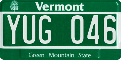 VT license plate YUG046