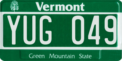 VT license plate YUG049