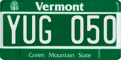 VT license plate YUG050