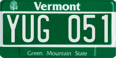 VT license plate YUG051