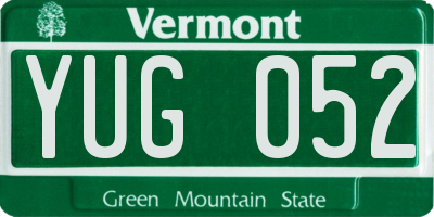 VT license plate YUG052