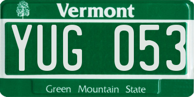 VT license plate YUG053
