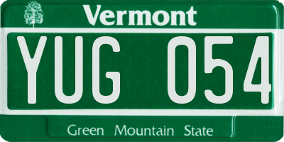 VT license plate YUG054