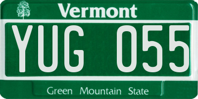 VT license plate YUG055