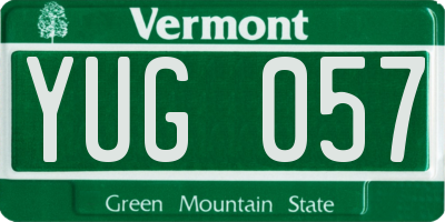 VT license plate YUG057