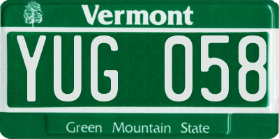 VT license plate YUG058