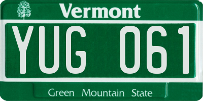VT license plate YUG061