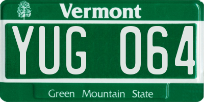 VT license plate YUG064