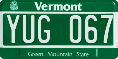 VT license plate YUG067