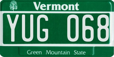 VT license plate YUG068
