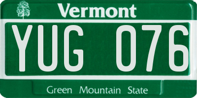 VT license plate YUG076