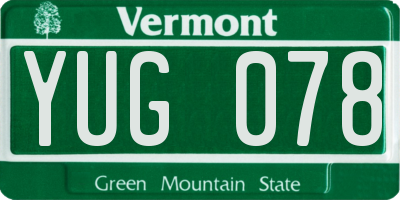 VT license plate YUG078