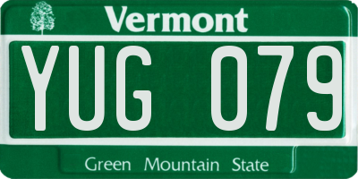 VT license plate YUG079