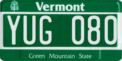 VT license plate YUG080