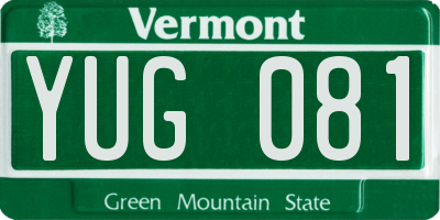 VT license plate YUG081