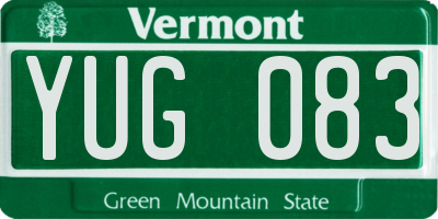 VT license plate YUG083