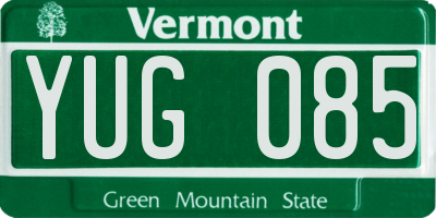 VT license plate YUG085