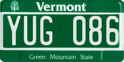 VT license plate YUG086