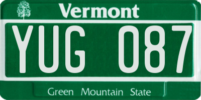 VT license plate YUG087