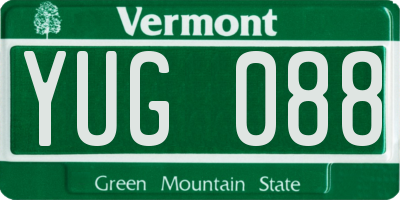 VT license plate YUG088