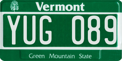 VT license plate YUG089