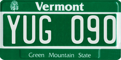 VT license plate YUG090