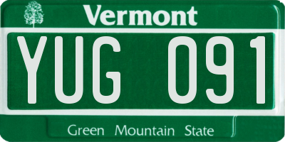 VT license plate YUG091