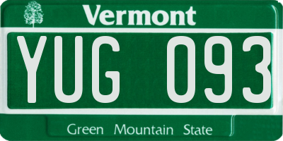 VT license plate YUG093