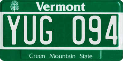 VT license plate YUG094