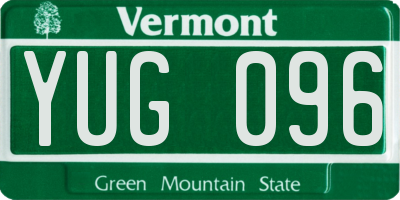 VT license plate YUG096