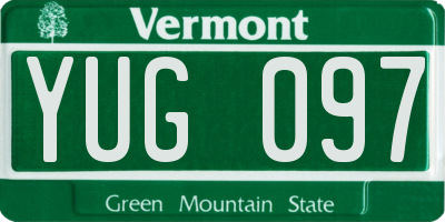VT license plate YUG097
