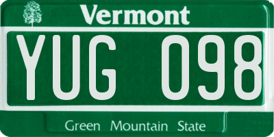 VT license plate YUG098