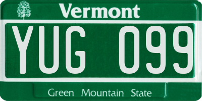 VT license plate YUG099