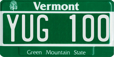VT license plate YUG100