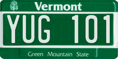 VT license plate YUG101