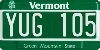 VT license plate YUG105