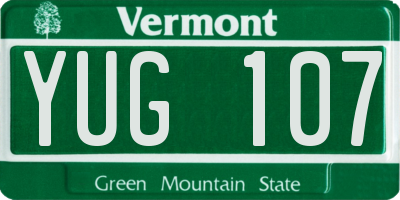 VT license plate YUG107