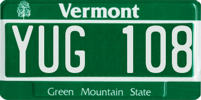 VT license plate YUG108