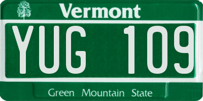 VT license plate YUG109