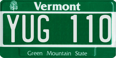 VT license plate YUG110