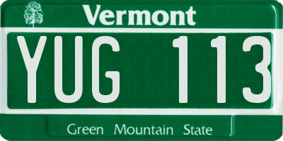 VT license plate YUG113