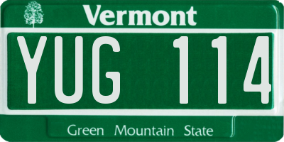 VT license plate YUG114