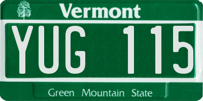 VT license plate YUG115