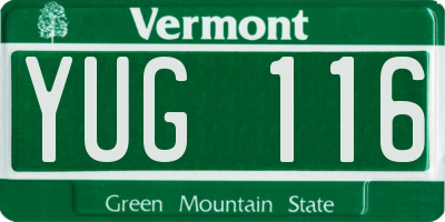 VT license plate YUG116